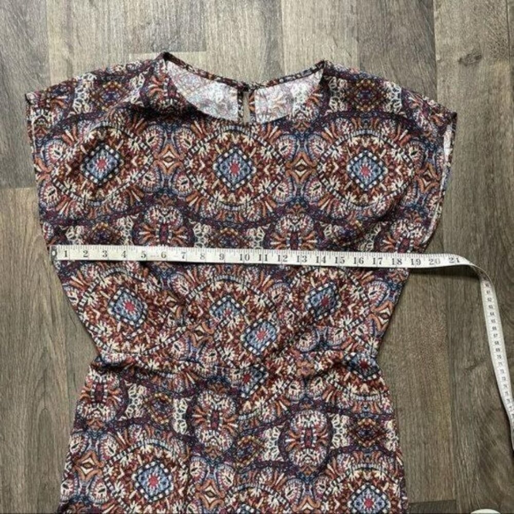 Multicolor Cap Sleeve Boat Neck Palazzo Jumpsuit Geometric Print Size M - Picture 5 of 11